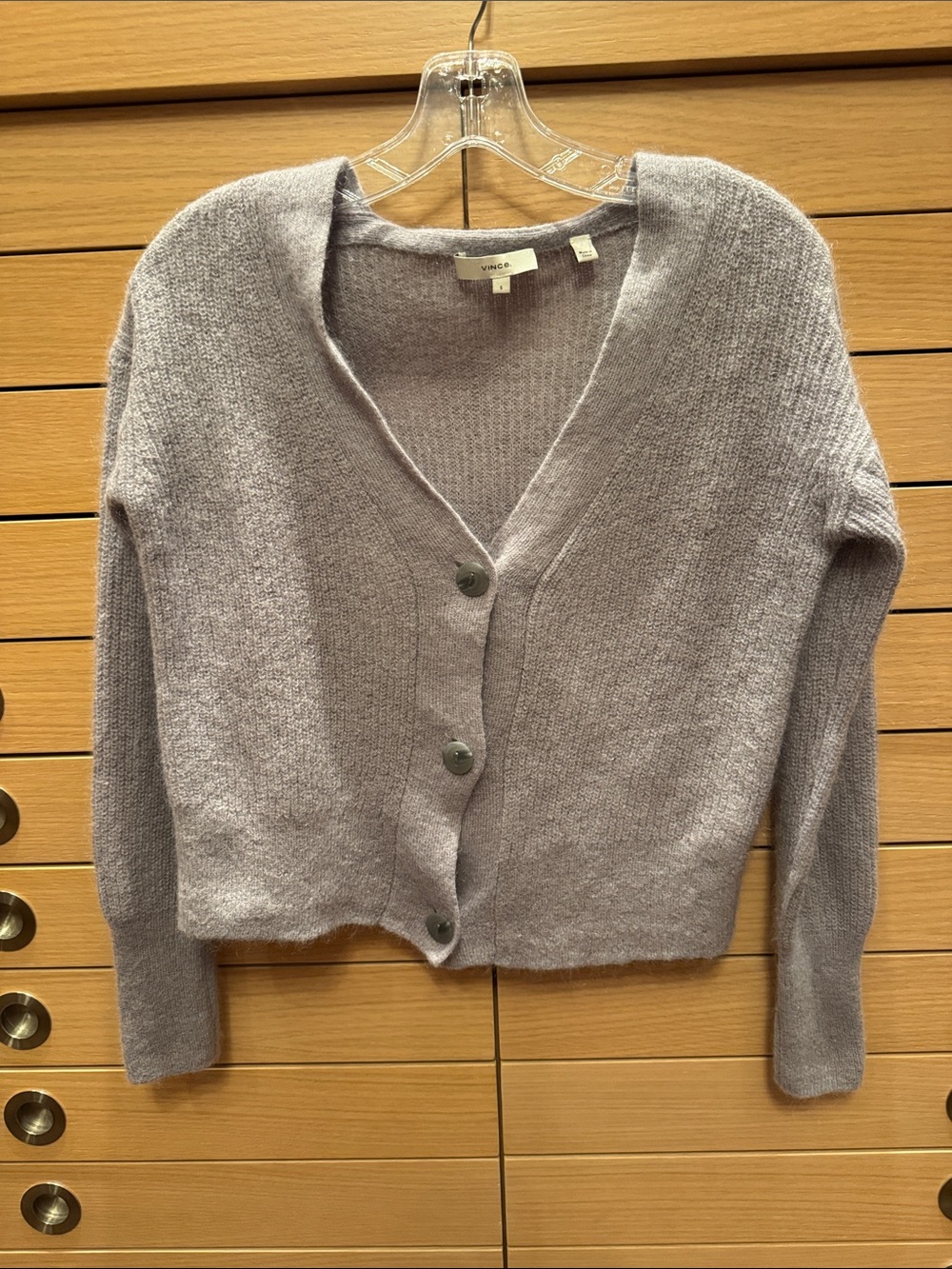 Vince Lilac V-Neck Button-Front Cardigan